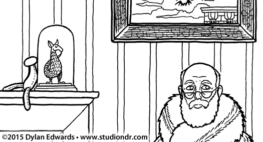 coloring book illustration of Edward Gorey