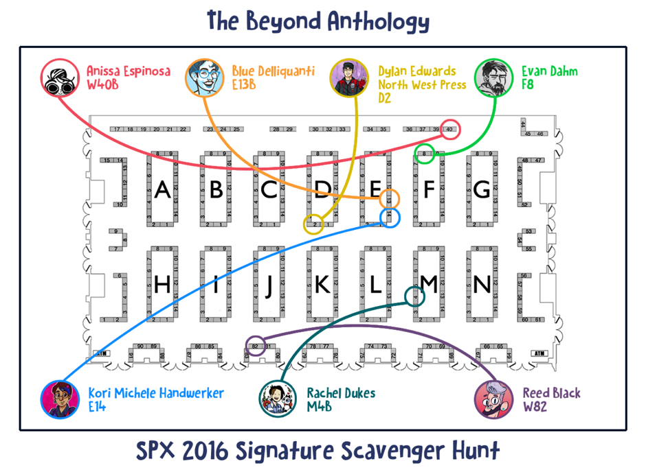 Small Press Expo 2016 Beyond Anthology scavenger hunt map